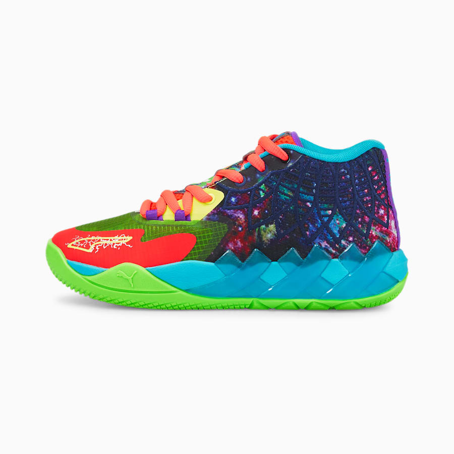 MB1 Be You Youth Basketball Shoes, Green Gecko-Red Blast