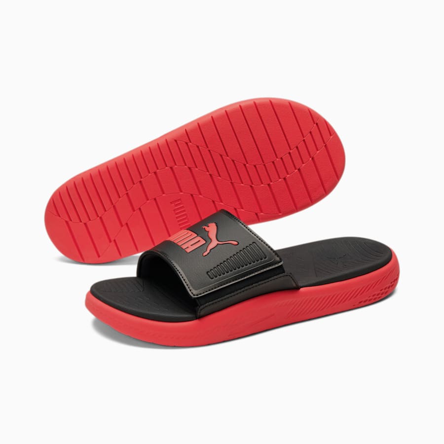 Softride Men's Slides, Puma Black-High Risk Red