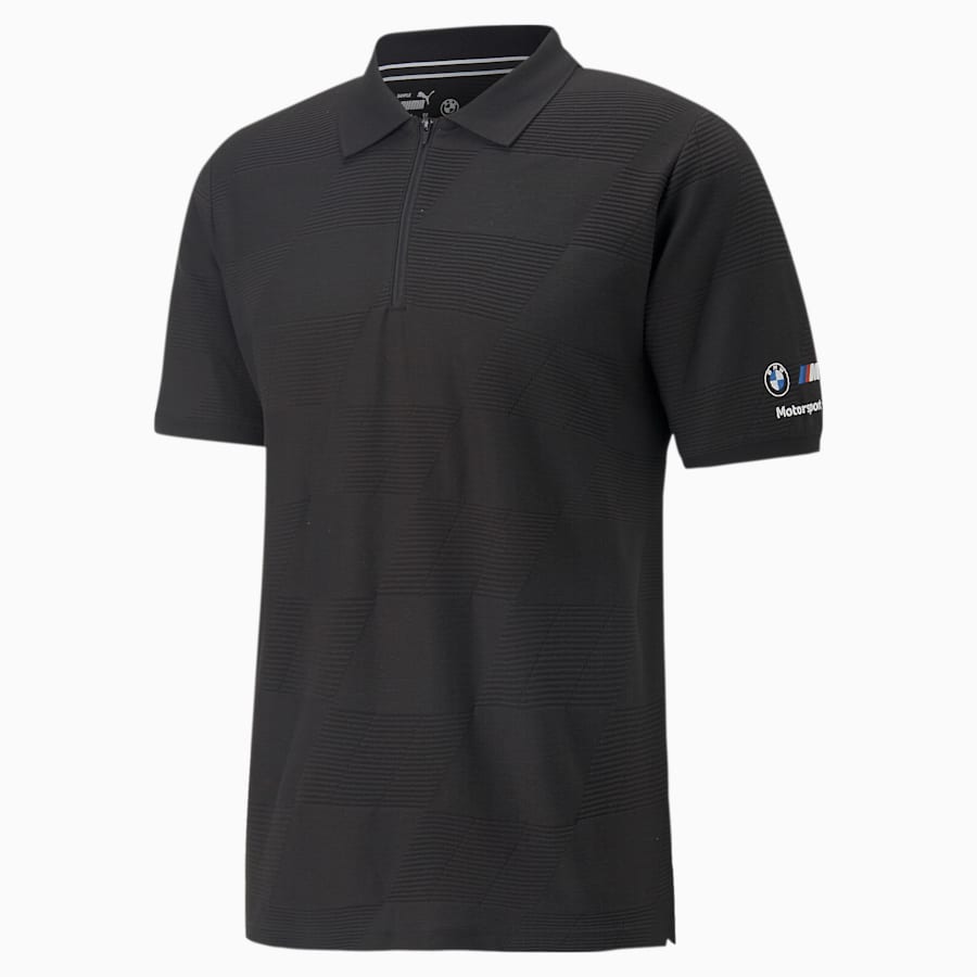 BMW M Motorsport Men's Jacquard Polo Shirt, Cotton Black