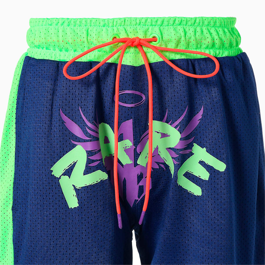 RARE Men's Basketball Shorts, Elektro Blue-Green Gecko
