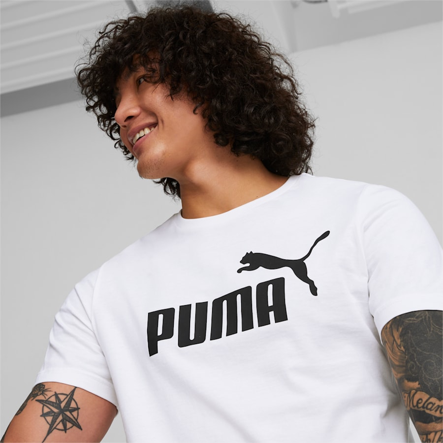 Essentials Men's Logo Tee, Puma White
