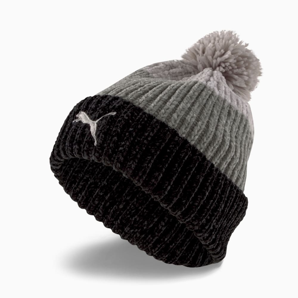 Зображення Puma Шапка Pom Pom Beanie Women's Hat #1: Puma Black-Medium Gray Heather-Light Gray Heather