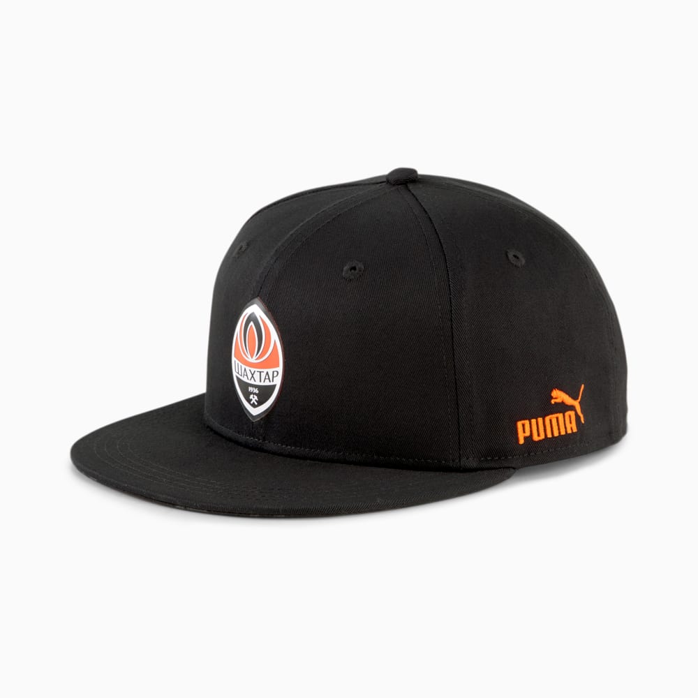 Изображение Puma Кепка FCSD FtblCulture Flat Brim Football Cap #1: Puma Black-GOLDEN POPPY