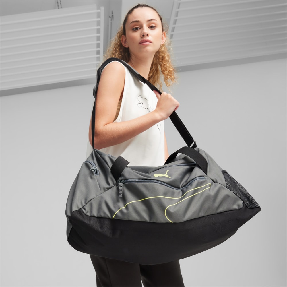 Изображение Puma Сумка Fundamentals Medium Sports Bag #2: Mineral Gray-Lime Sheen