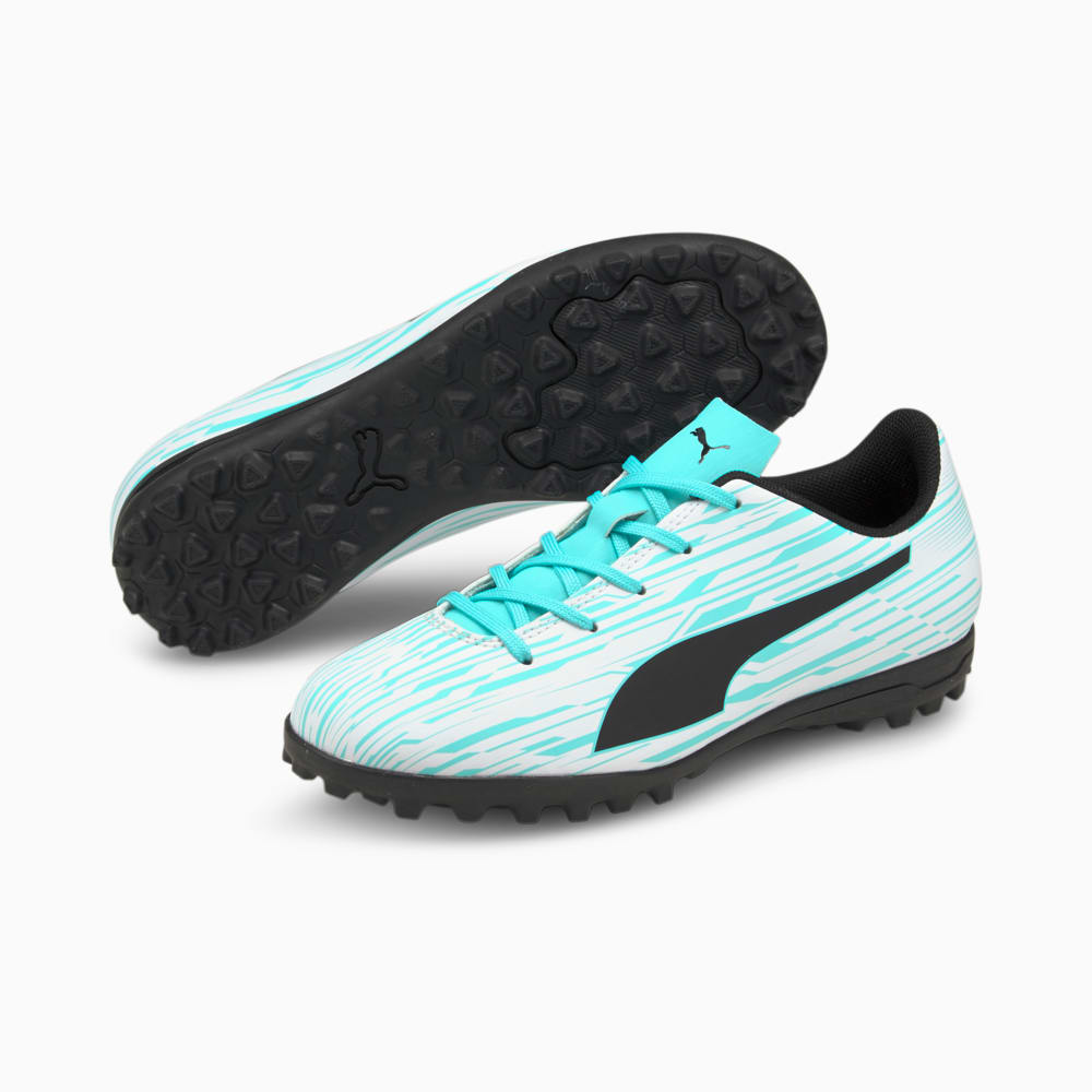 Изображение Puma Детские бутсы Rapido III TT Youth Football Boots #2: Puma White-Puma Black-Elektro Aqua