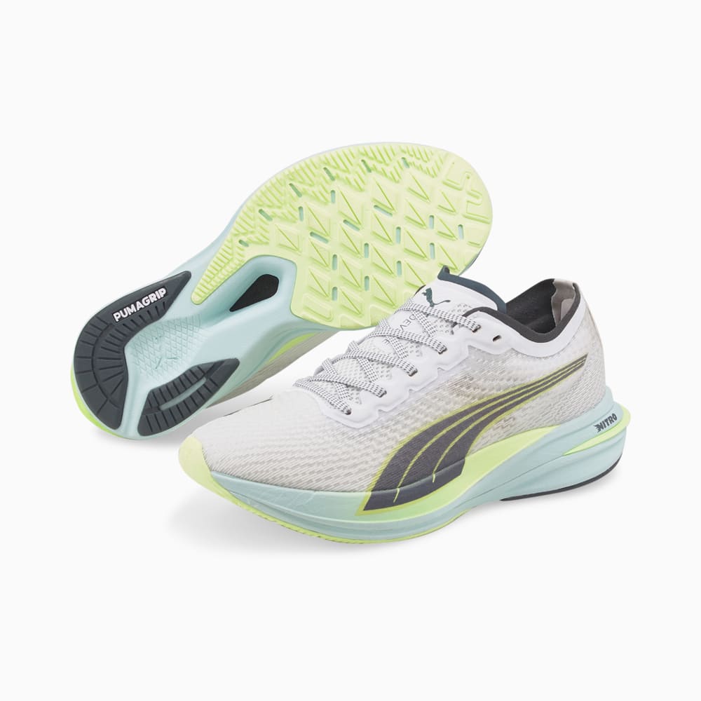 Изображение Puma Кроссовки DEVIATE NITRO Women's Running Shoes #2: Puma White-Dark Slate-Fizzy Light