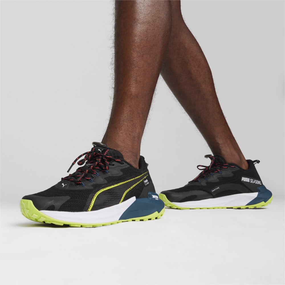 Изображение Puma Кроссовки Fast-Trac NITRO 2 Men's Trail Running Shoes #2: PUMA Black-Lime Pow-Ocean Tropic