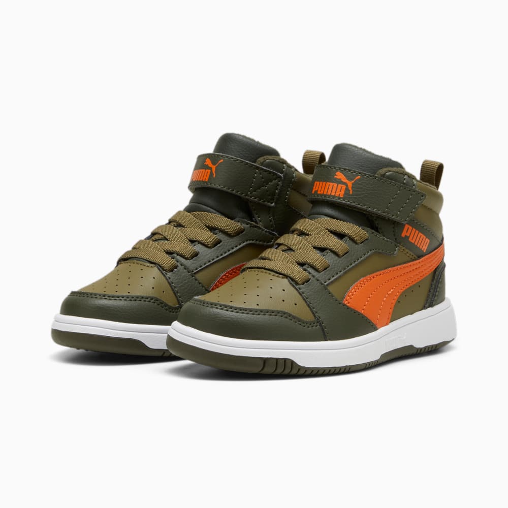 Изображение Puma Детские кроссовки Rebound V6 Mid WTR Kids’ Sneakers #2: Dark Olive-Maple Syrup-PUMA Olive