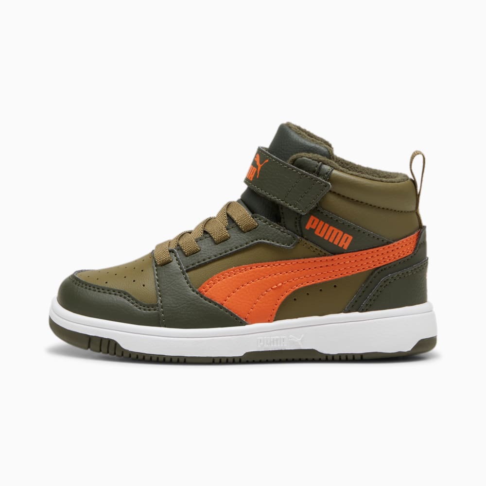 Изображение Puma Детские кроссовки Rebound V6 Mid WTR Kids’ Sneakers #1: Dark Olive-Maple Syrup-PUMA Olive