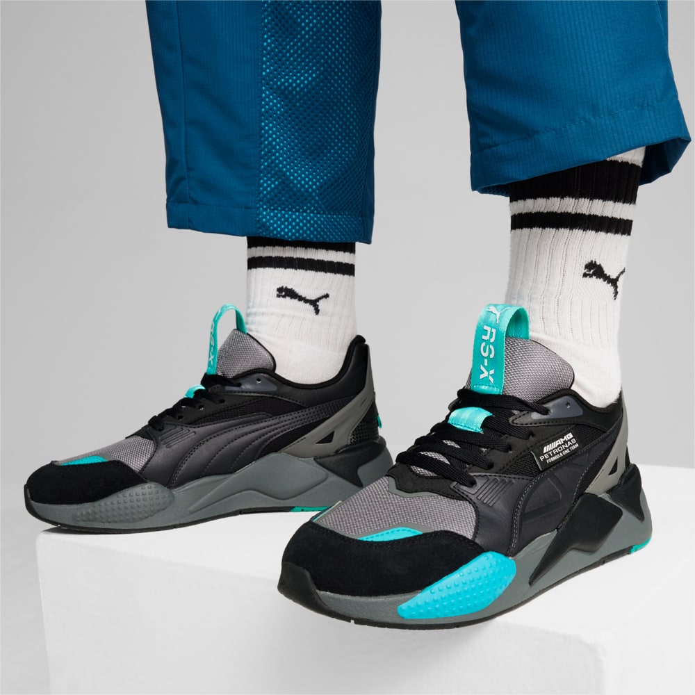 Изображение Puma Кроссовки Mercedes AMG-Petronas F1® RS-X Unisex Sneakers #2: PUMA Black-Flat Medium Gray-Sheen Green