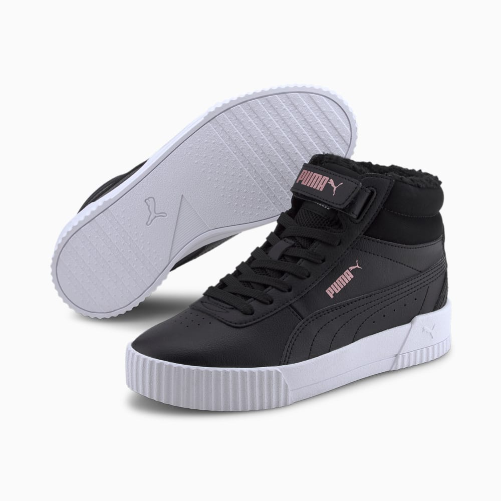 Зображення Puma Дитячі кеди Carina Fur Mid Youth Trainers #2: Puma Black-Rose Gold-Puma White