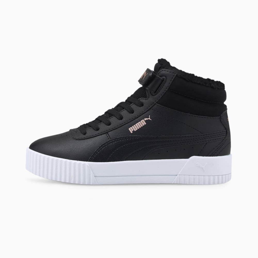 Зображення Puma Дитячі кеди Carina Fur Mid Youth Trainers #1: Puma Black-Rose Gold-Puma White