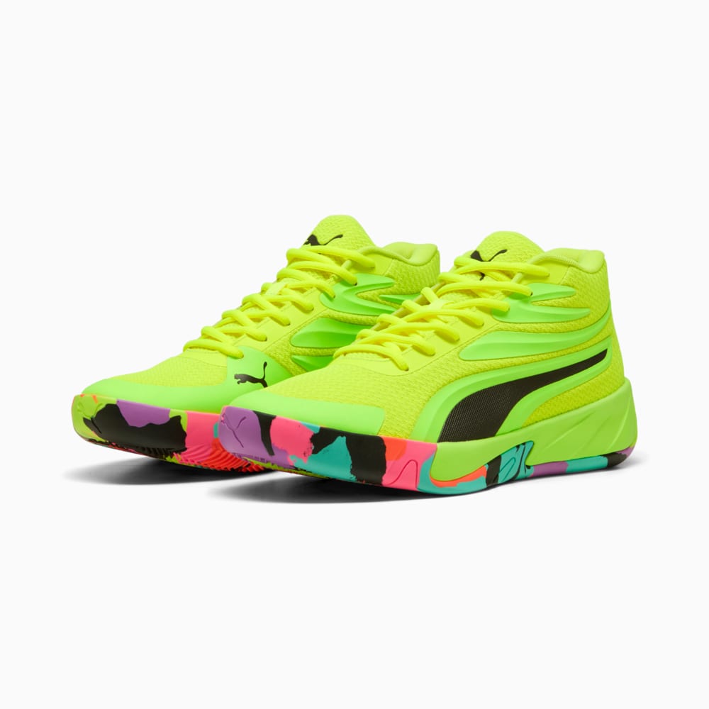 Изображение Puma Кроссовки Court Pro Marble Basketball Shoes Unisex #2: Yellow Alert-Green Glare
