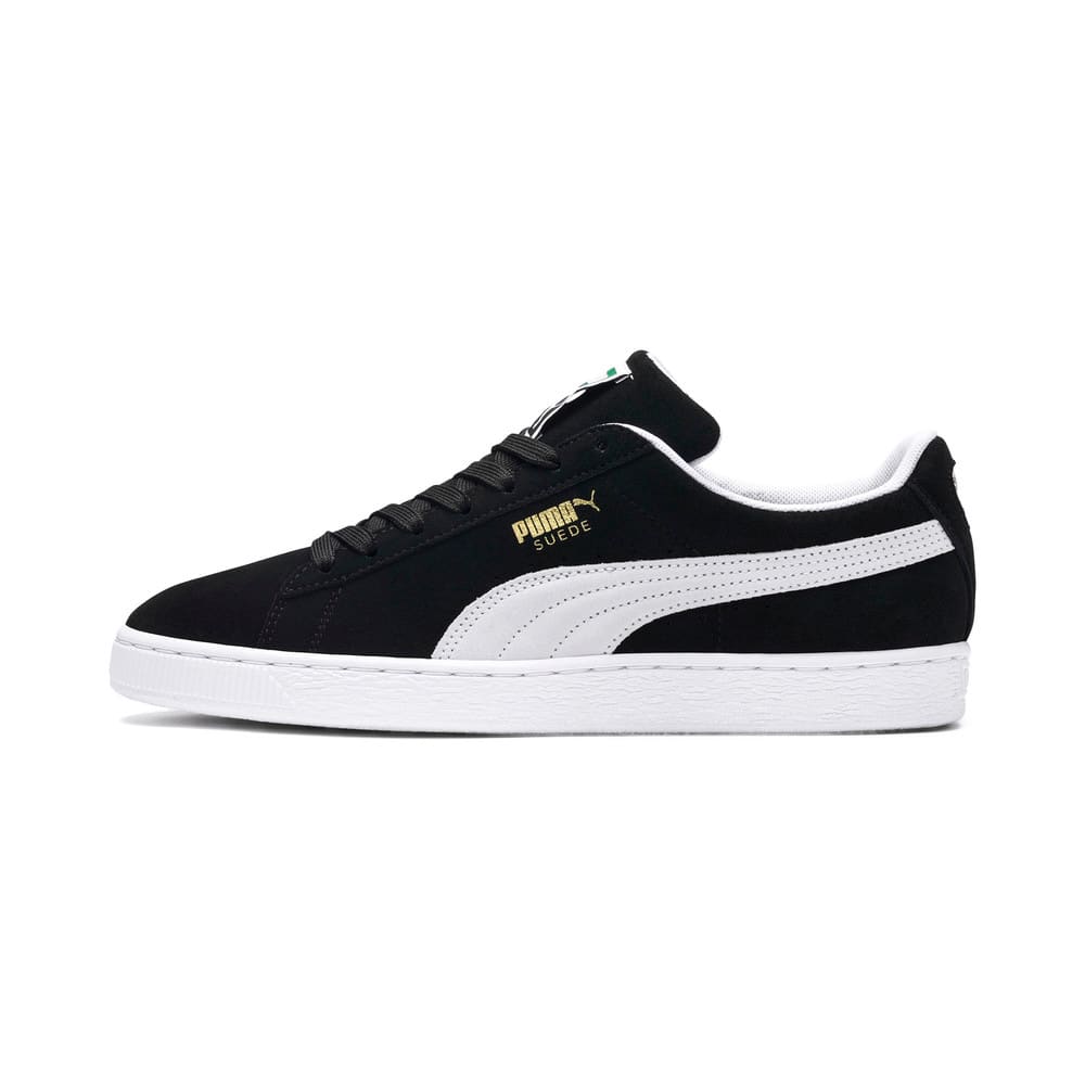 puma suede preto com cadarço branco