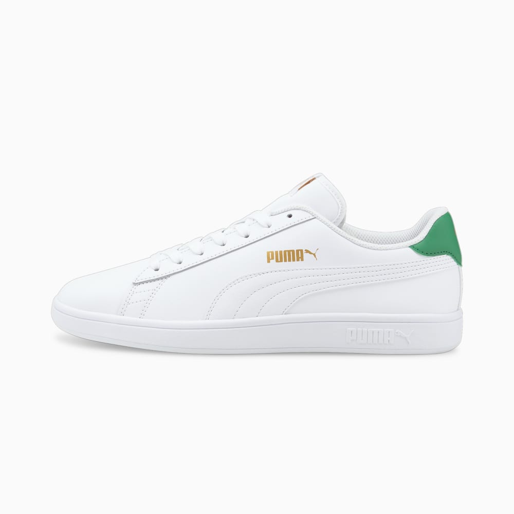 Изображение Puma Кеды Puma Smash v2 L #1: Puma White-Puma White-Amazon Green-Puma Team Gold