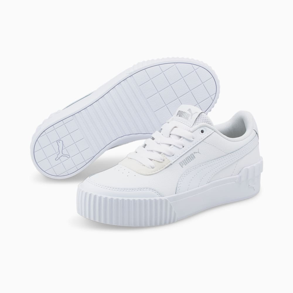 Изображение Puma Детские кеды Carina Lift Youth Trainers #2: Puma White-Puma White-Puma Silver