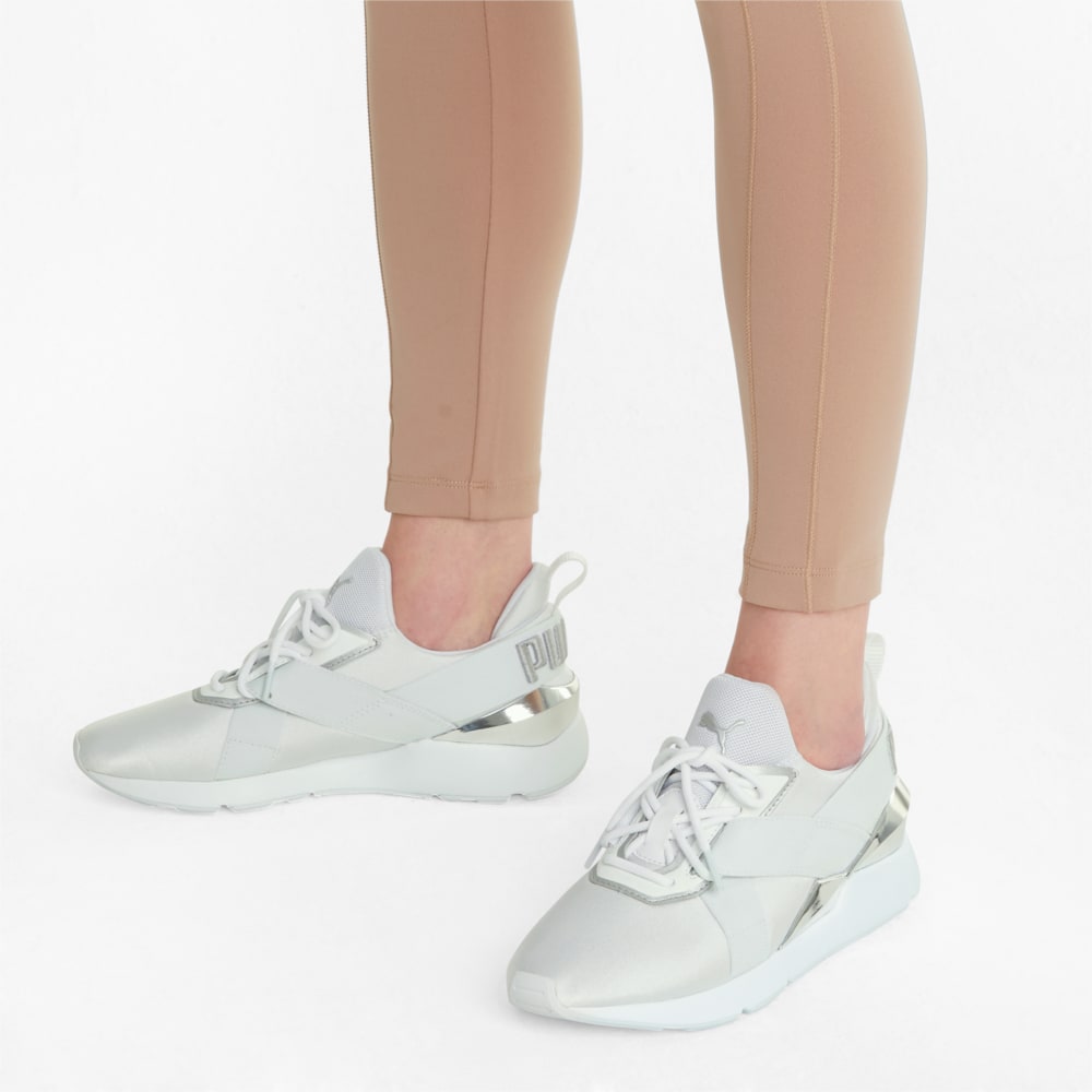 Зображення Puma Кросівки Muse X3 Metallic Women's Trainers #2: Puma White-Puma White-Puma Silver