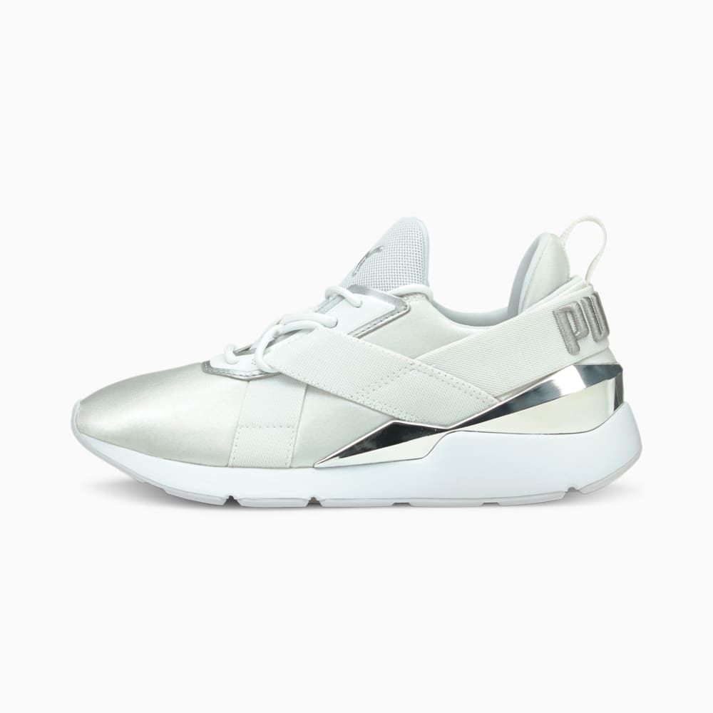 Зображення Puma Кросівки Muse X3 Metallic Women's Trainers #1: Puma White-Puma White-Puma Silver