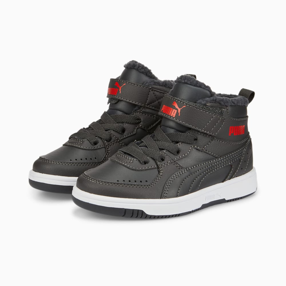 Изображение Puma Детские кеды Rebound Joy Fur Kids' Trainers #2: Asphalt-High Risk Red