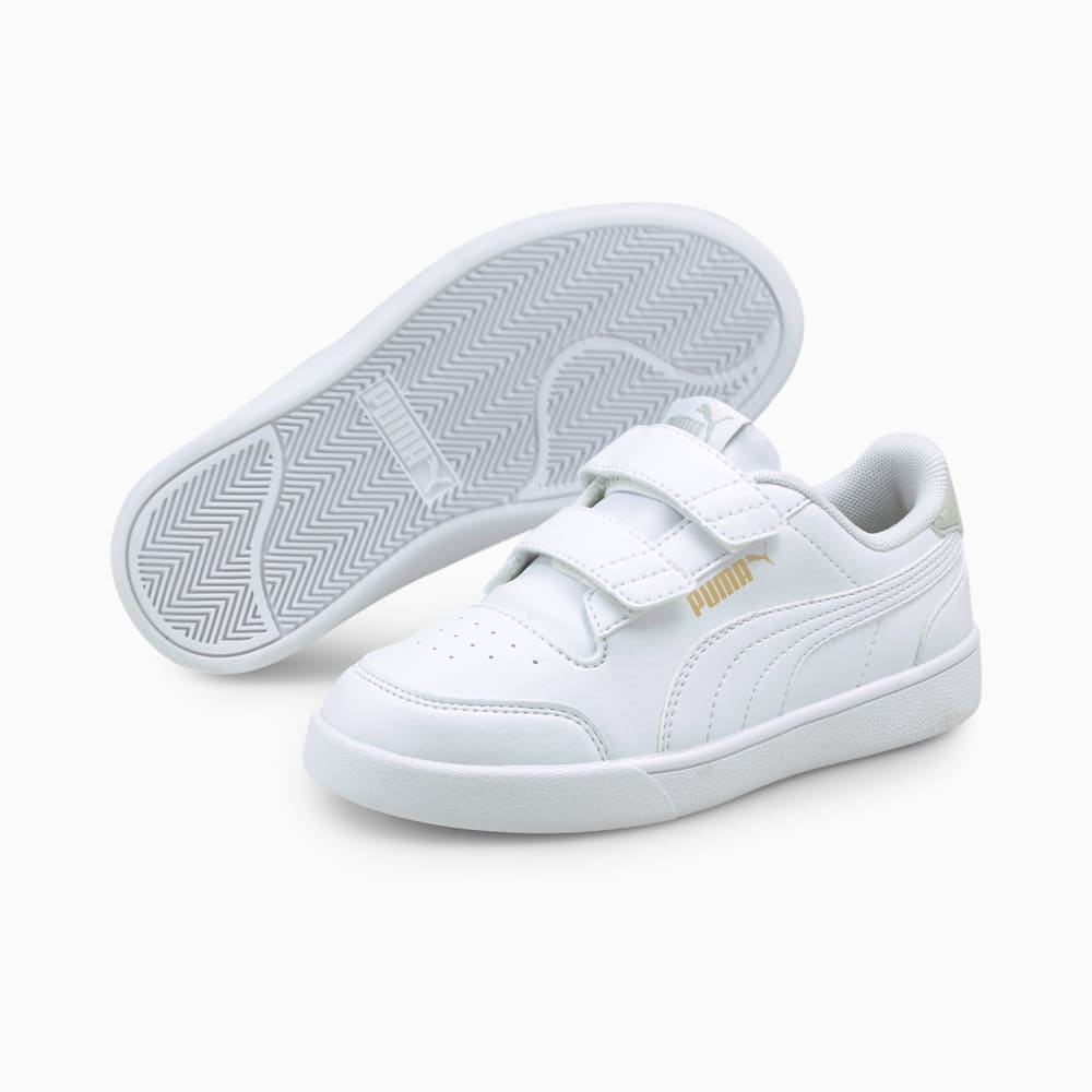 Изображение Puma Детские кеды Shuffle Kids' Trainers #2: Puma White-Puma White-Gray Violet-Puma Team Gold