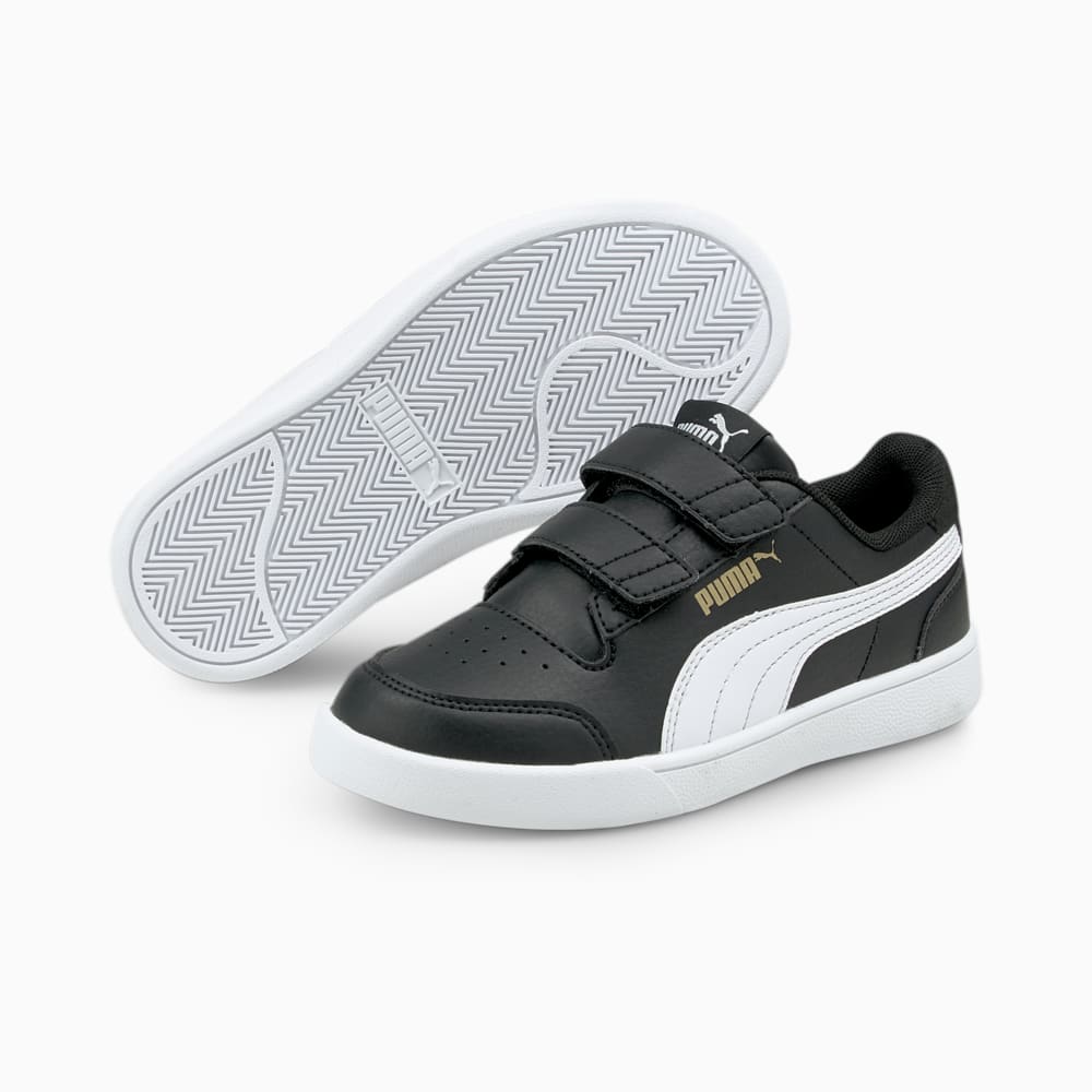 Изображение Puma Детские кеды Shuffle Kids' Trainers #2: Puma Black-Puma White-Puma Team Gold