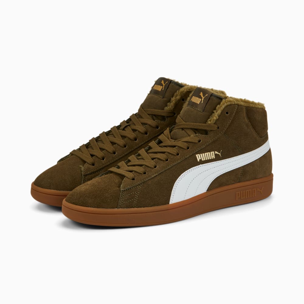 Изображение Puma Кеды Smash v2 Mid Winter Trainers #2: Deep Olive-Puma White-Puma Team Gold