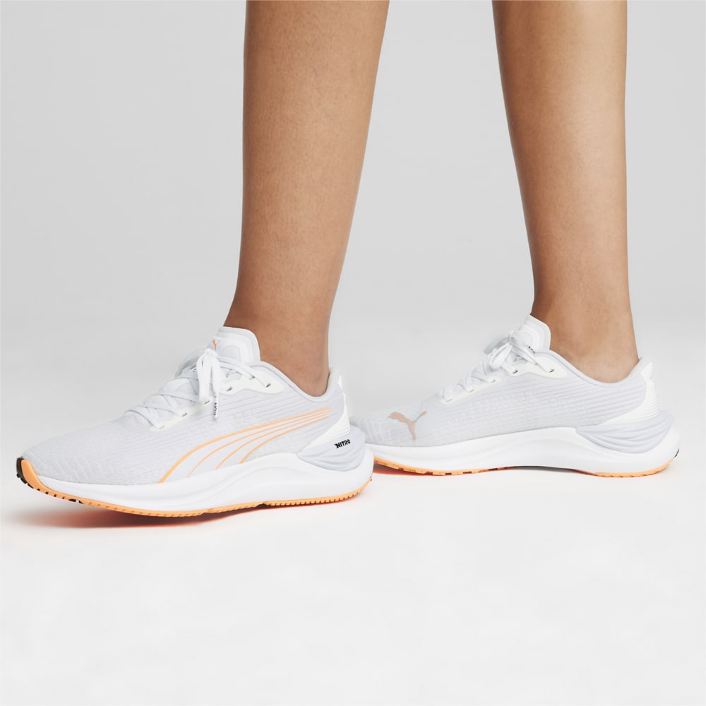 Изображение Puma Кроссовки Electrify NITRO 3 Women's Running Shoes #2: PUMA White-Silver Mist-Neon Citrus
