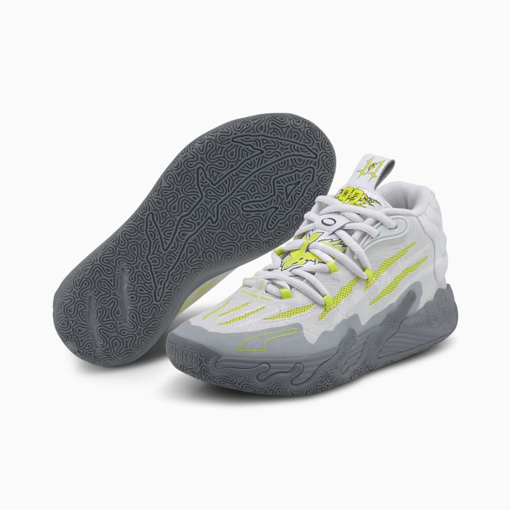 Зображення Puma Кросівки MB.03 Hills Youth Basketball Shoes #2: Feather Gray-Cool Dark Gray-Lime Smash