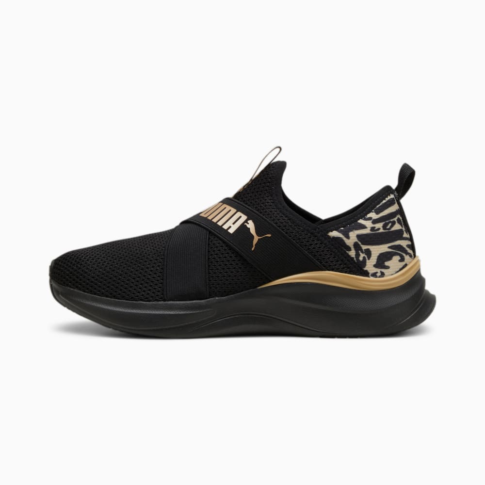 Изображение Puma Кроссовки SOFTRIDE Harmony Slip Feline Women's Running Shoe #1: PUMA Black-PUMA Gold