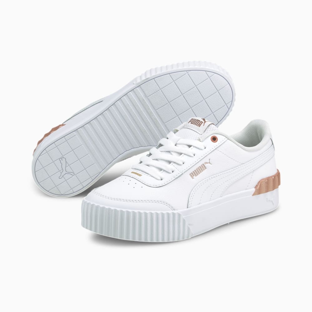 Зображення Puma Кеди Carina Lift Metallic Pop Women's Trainers #2: Puma White-Puma White-Rose Gold