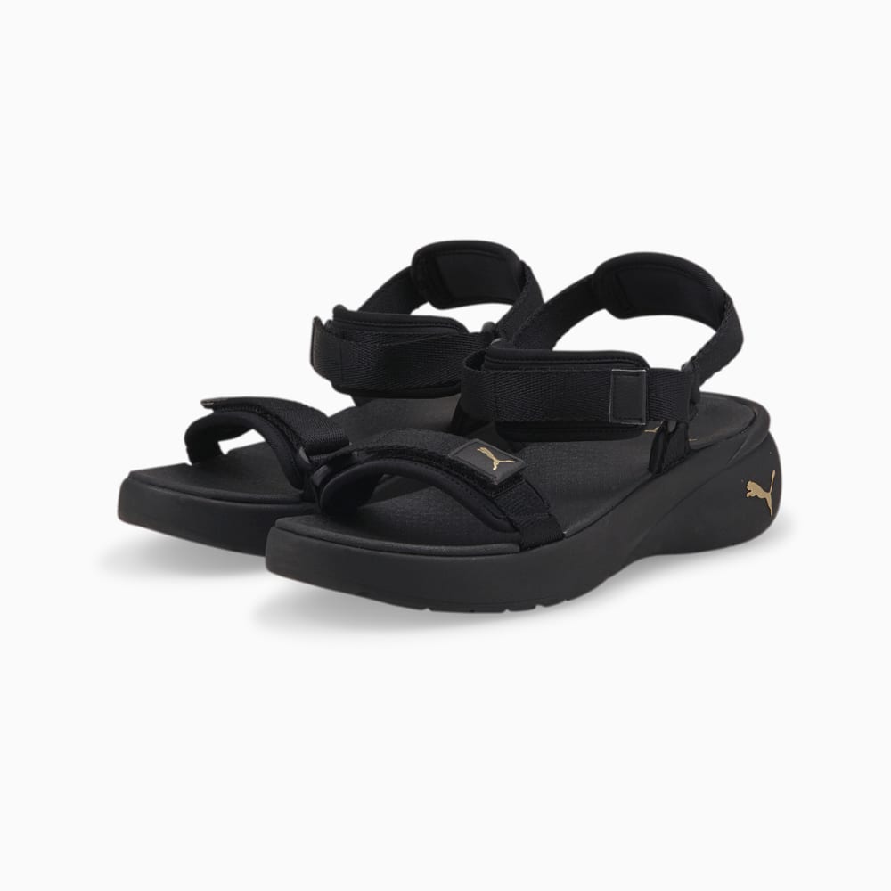Sporty Vola Women s Sandals 10 Black Puma Black Puma Team Gold Puma 384132 01