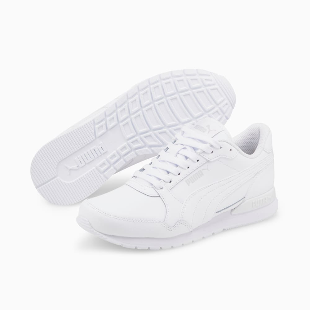 Изображение Puma Детские кроссовки ST Runner v3 Leather Youth Trainers #2: Puma White-Puma White