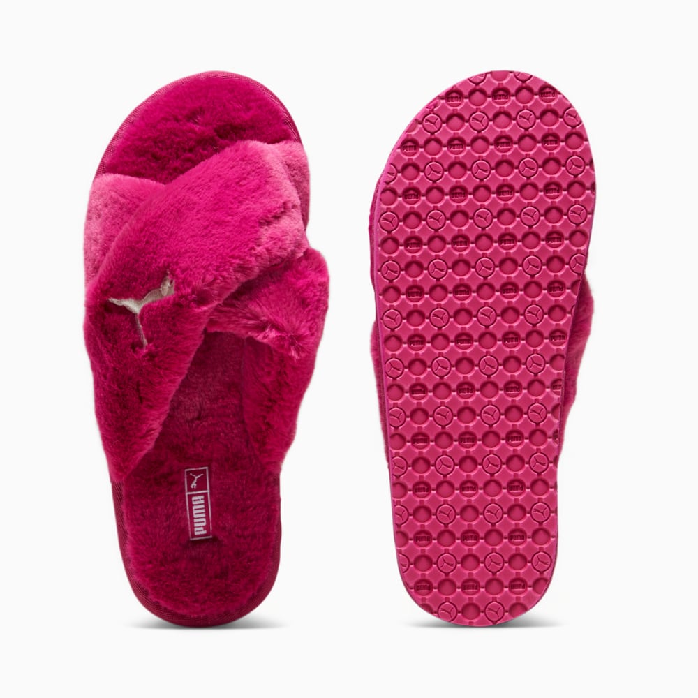 Puma fluffy top pink slides