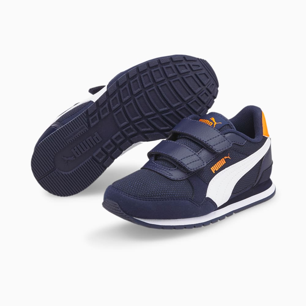 Зображення Puma Дитячі кросівки ST Runner v3 Mesh V Kids’ Trainers #2: Peacoat-Puma White-Vibrant Orange