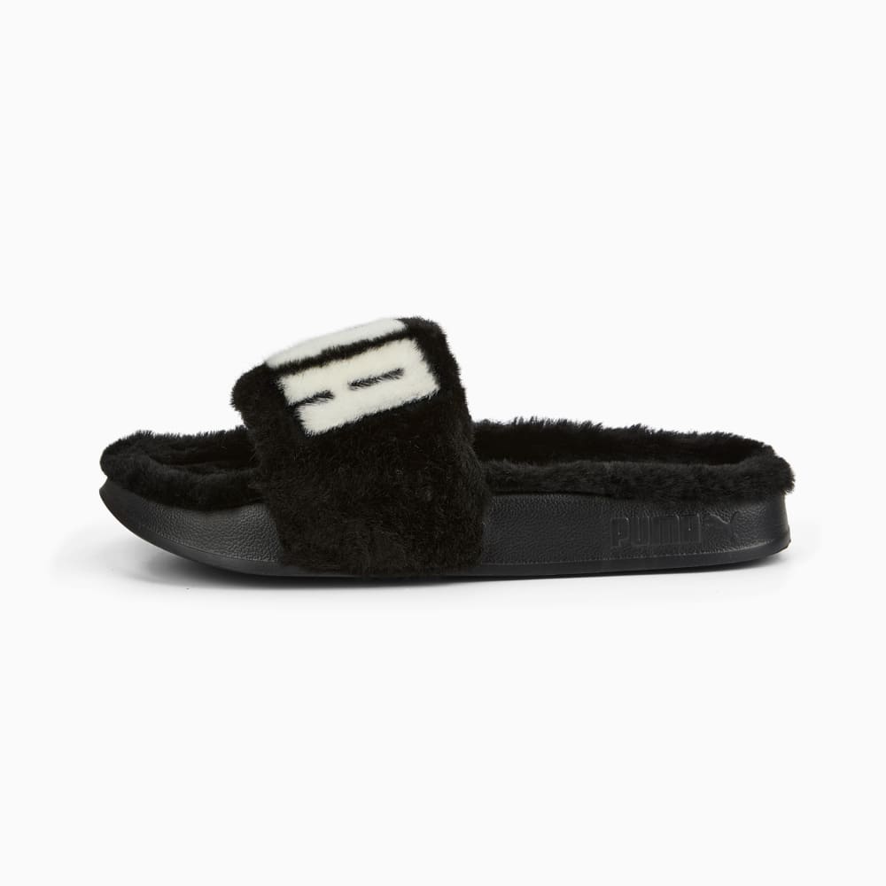 Grey fur puma slides deals