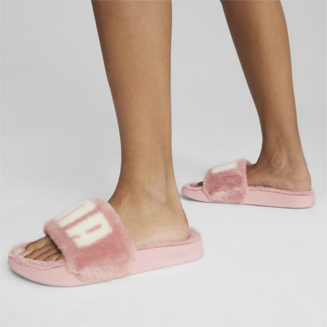 Furry pink puma sandals on sale