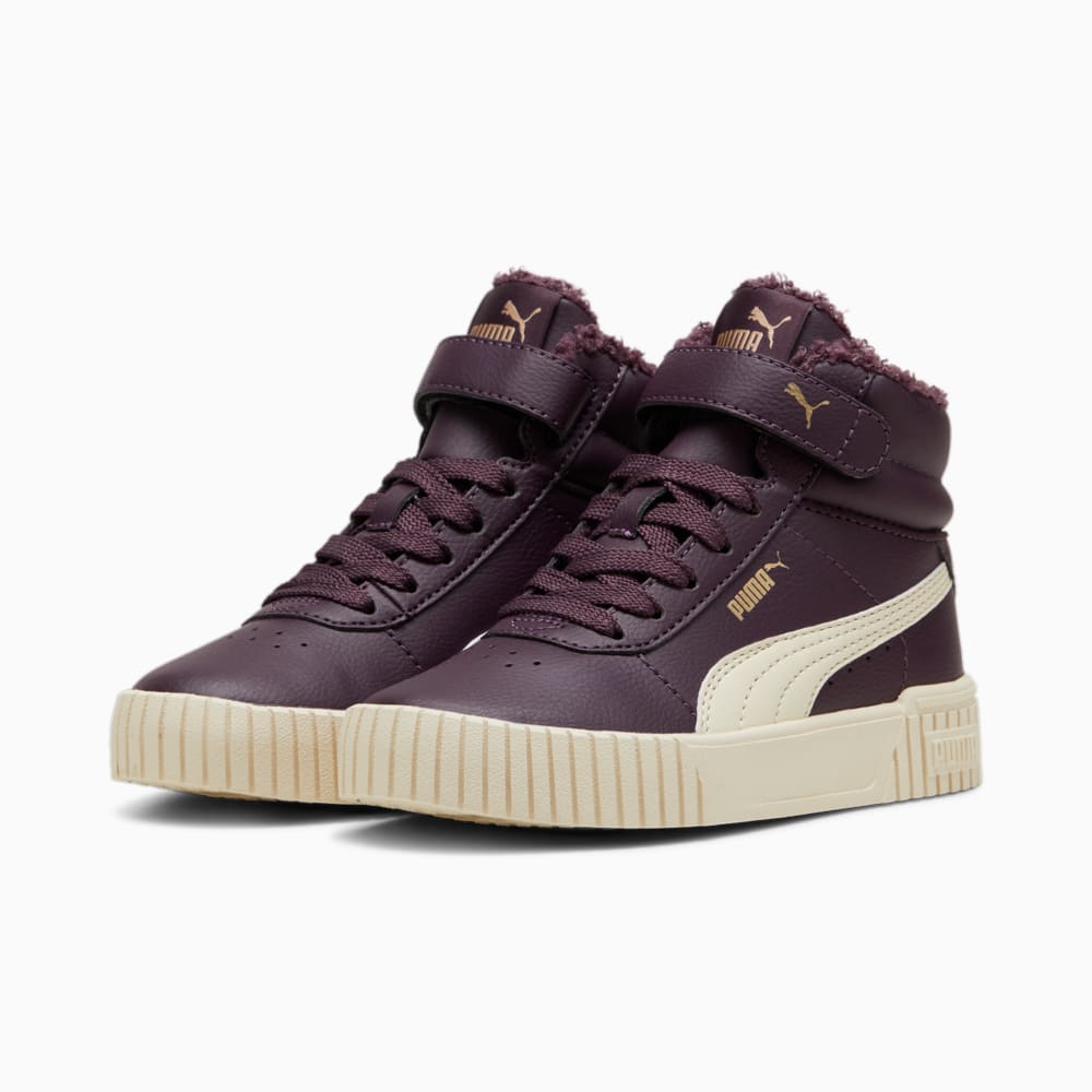 Изображение Puma Детские кроссовки Carina 2.0 Mid Winter Sneakers Kids #2: Midnight Plum-Alpine Snow-PUMA Gold