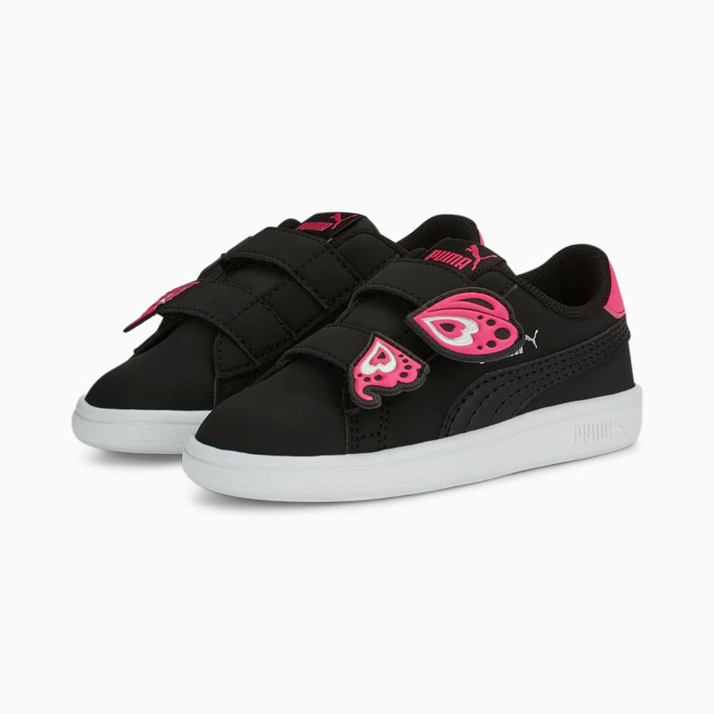 Изображение Puma Детские кроссовки Smash v2 Butterfly AC Sneakers Babies #2: PUMA Black-Glowing Pink-PUMA Silver