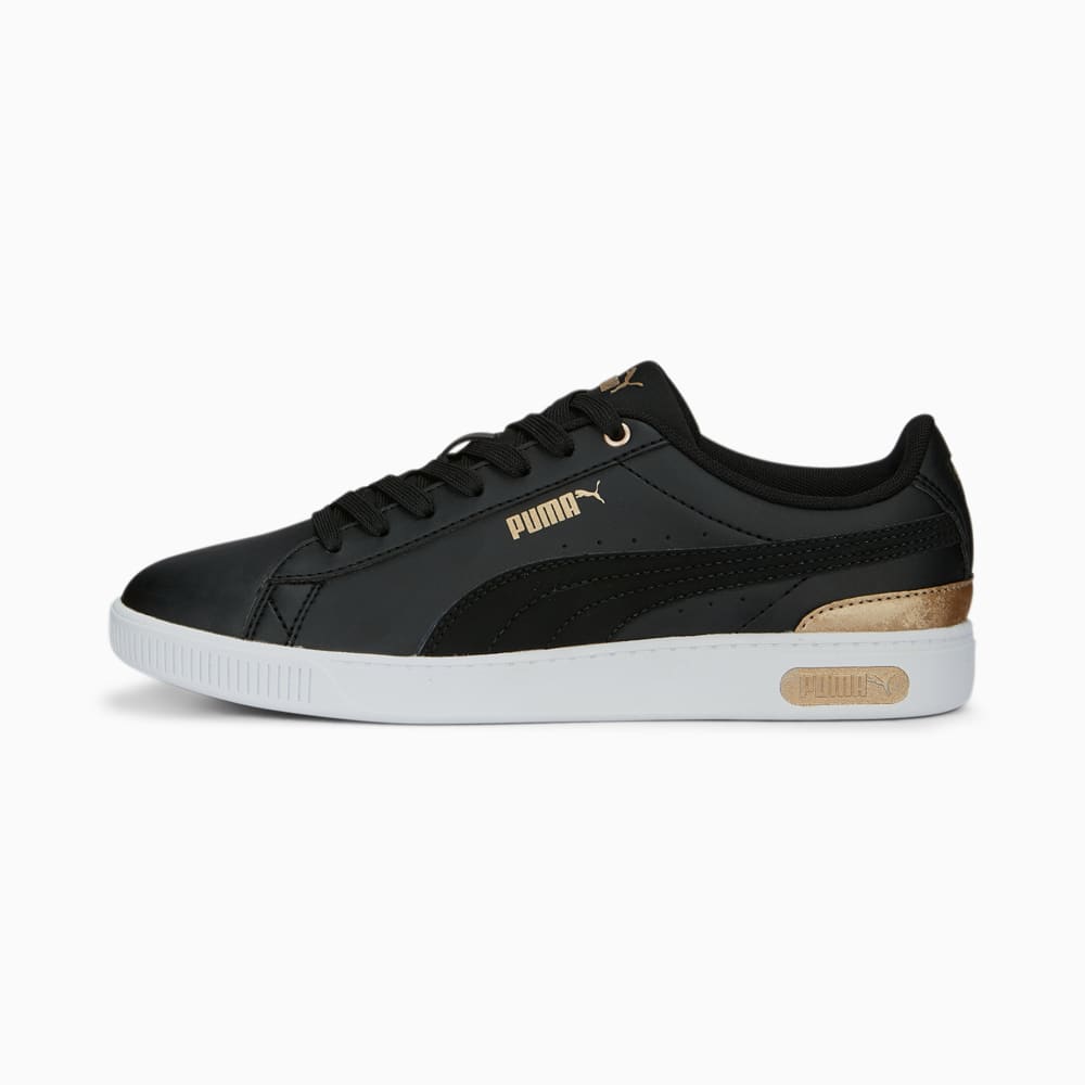 Изображение Puma Кроссовки Vikky v3 Space Metallics Sneakers Women #1: PUMA Black-PUMA Gold-PUMA White