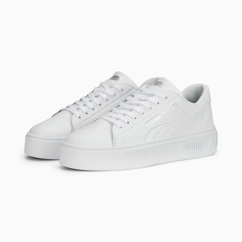 Зображення Puma Кросівки Smash Platform V3 Sleek Sneakers Women #2: Puma White-Puma Silver