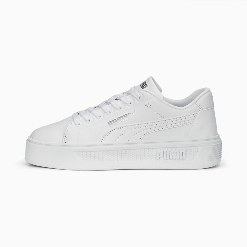 Зображення Puma Кросівки Smash Platform V3 Sleek Sneakers Women #1: Puma White-Puma Silver