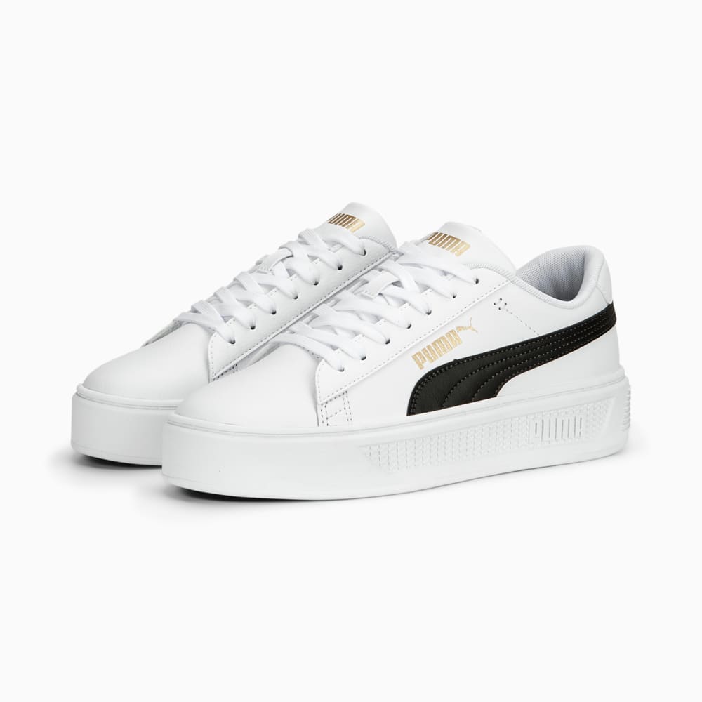 Изображение Puma Кеды Smash Platform v3 Sneakers Women #2: PUMA White-PUMA Black-PUMA Gold