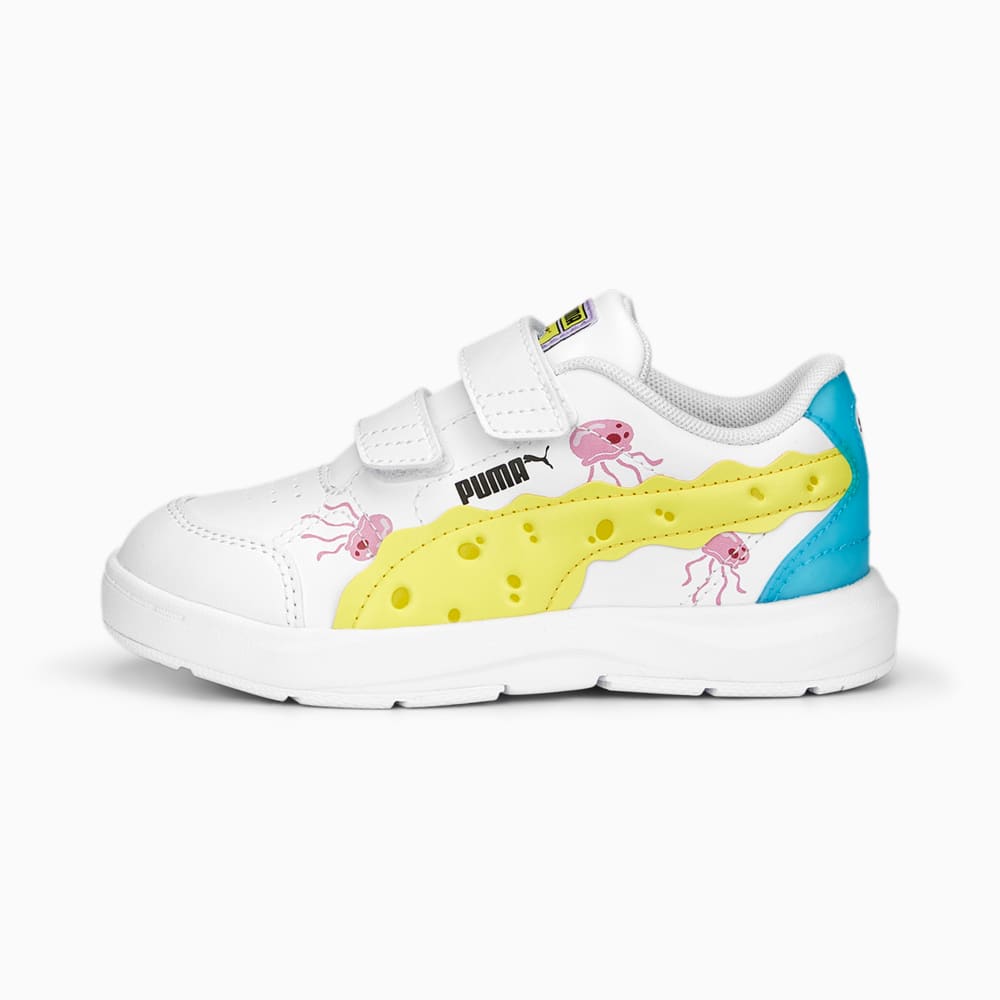 Изображение Puma Детские кроссовки PUMA x SPONGEBOB Evolve Court Sneakers Kids #1: PUMA White-Celandine-Hero Blue-PRISM PINK