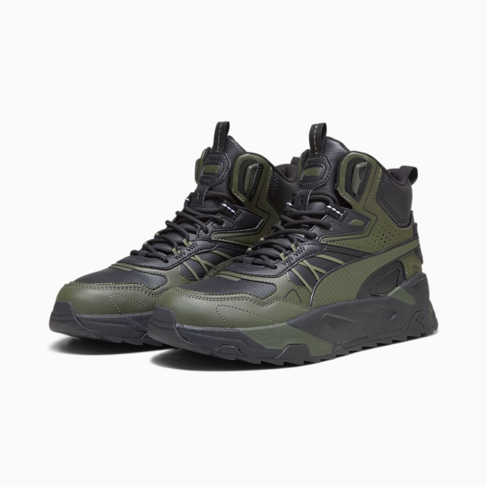 Изображение Puma Кроссовки Trinity Mid Hybrid Leather Sneakers #2: PUMA Black-Dark Olive-Dark Olive