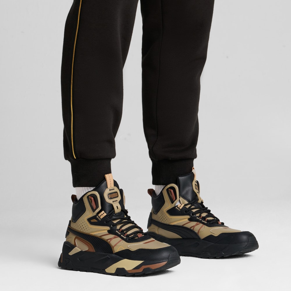 Изображение Puma Кроссовки Trinity Mid Hybrid Leather Sneakers #2: Oak Branch-PUMA Black-Sand Dune-Haute Coffee