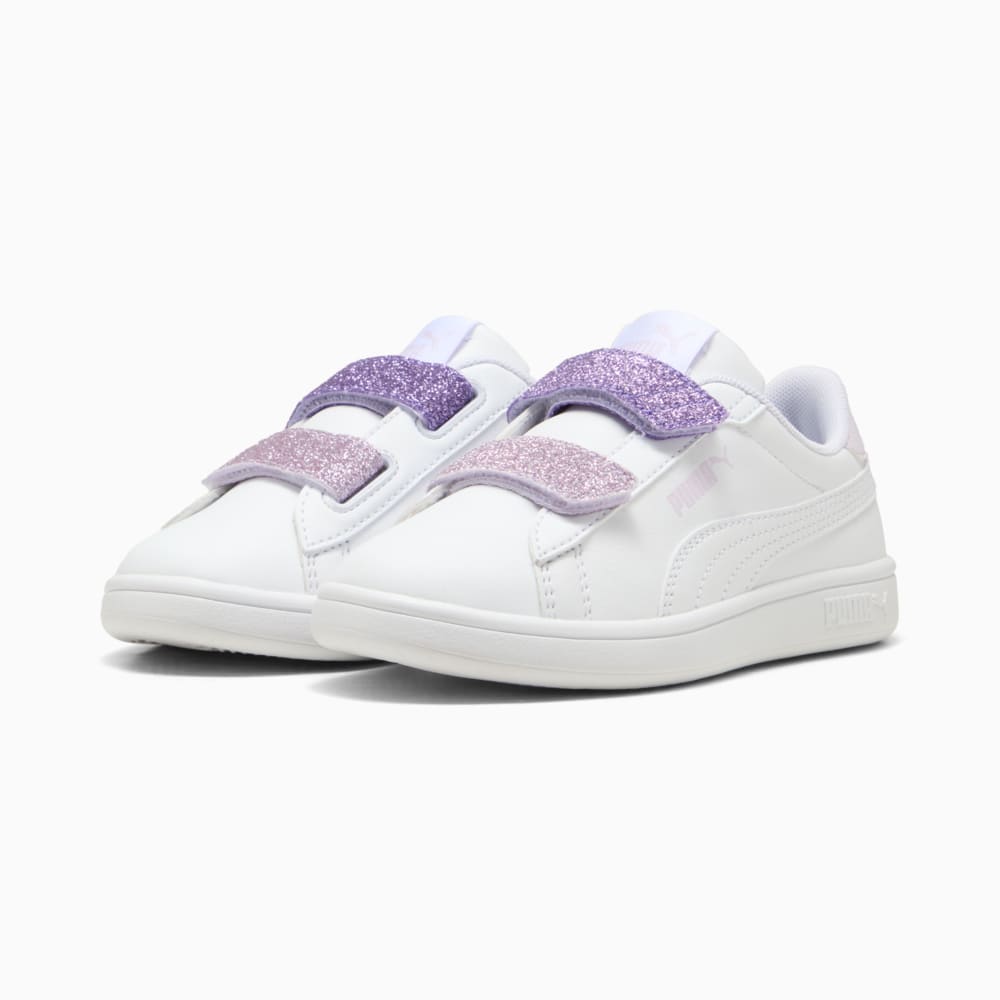Изображение Puma Детские кеды Smsah 3.0 L Glitter Kids' Sneakers #2: PUMA White-Lavender Alert-Lilac Frost