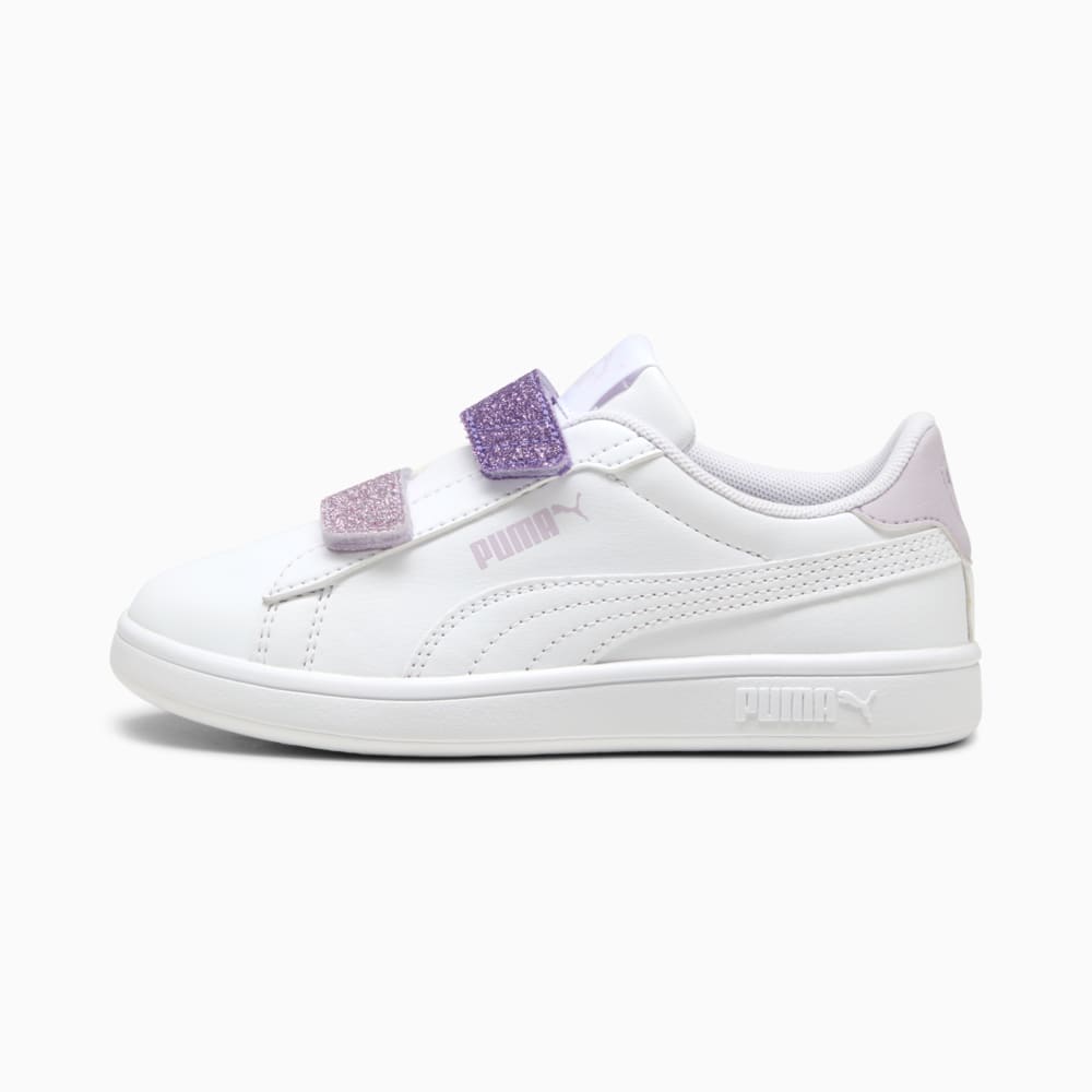 Изображение Puma Детские кеды Smsah 3.0 L Glitter Kids' Sneakers #1: PUMA White-Lavender Alert-Lilac Frost