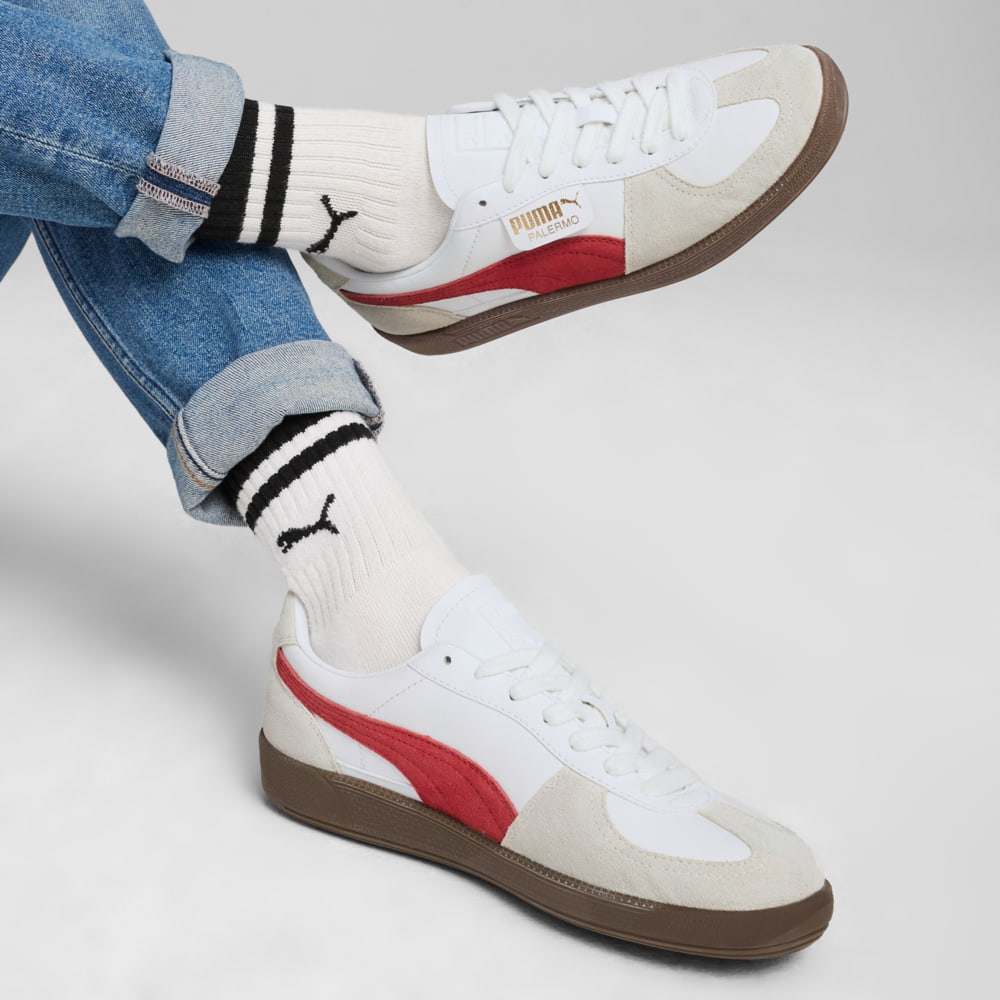 Изображение Puma Кеды Palermo Lth Sneakers #2: PUMA White-Vapor Gray-Club Red