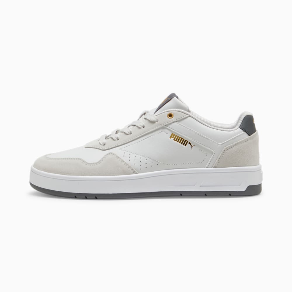 Изображение Puma Кеды Court Classic Suede Sneakers #1: Feather Gray-Cool Light Gray-PUMA Gold