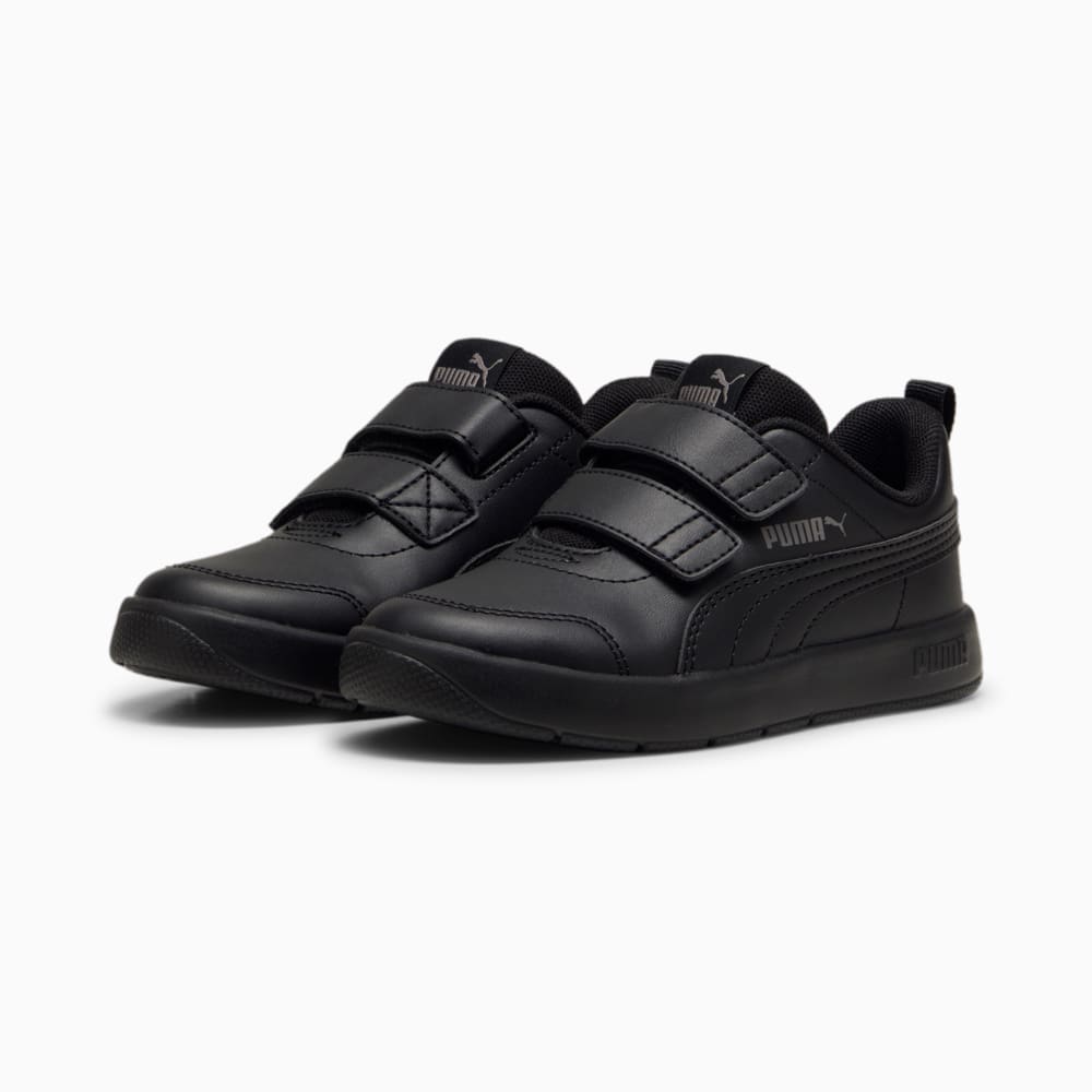 Изображение Puma Детские кеды Courtflex V3 Sneakers Kids #2: PUMA Black-PUMA Black-Cast Iron